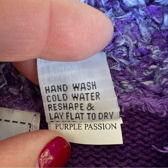 VTG Storybook Knits Purple Passion Embellished Cardigan Colorful Floral Large - Picture 14 of 16